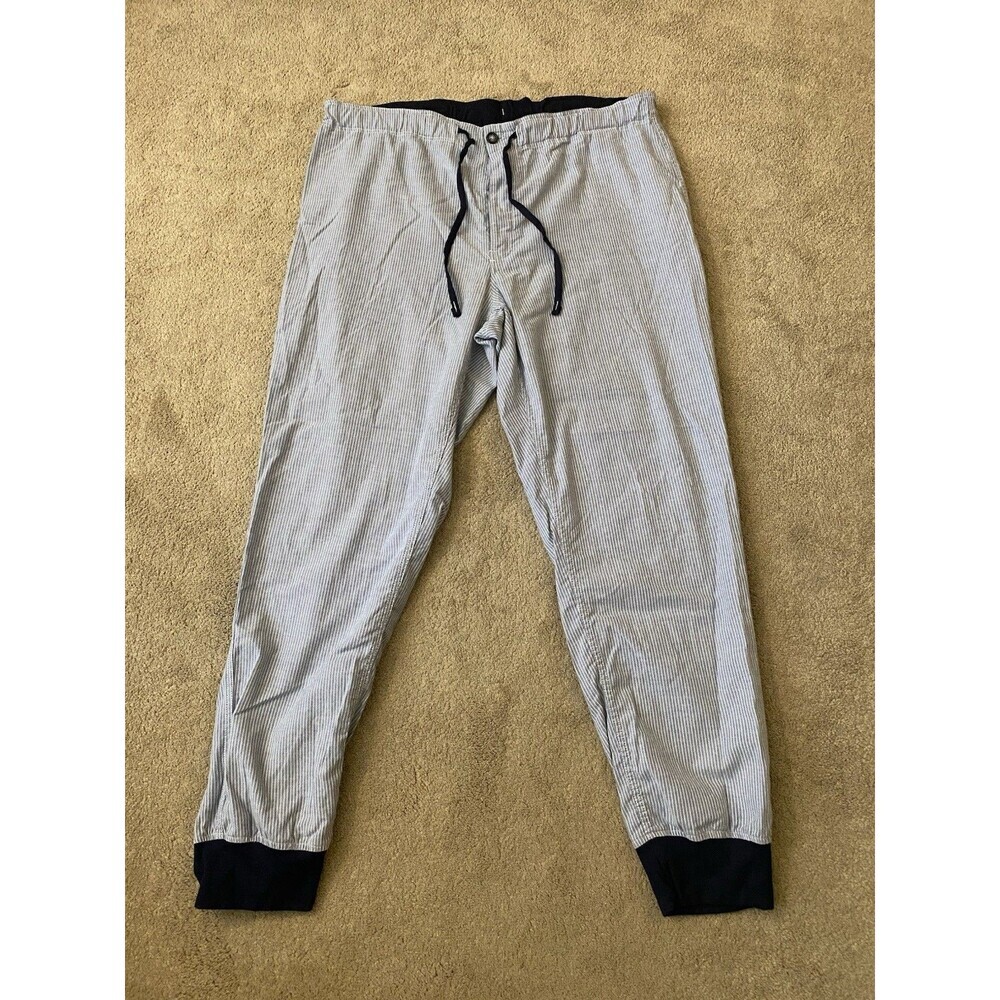 True Measure of a Man Cotton Seersucker Blue Stripe Lounge Joggers Men’s Size XL